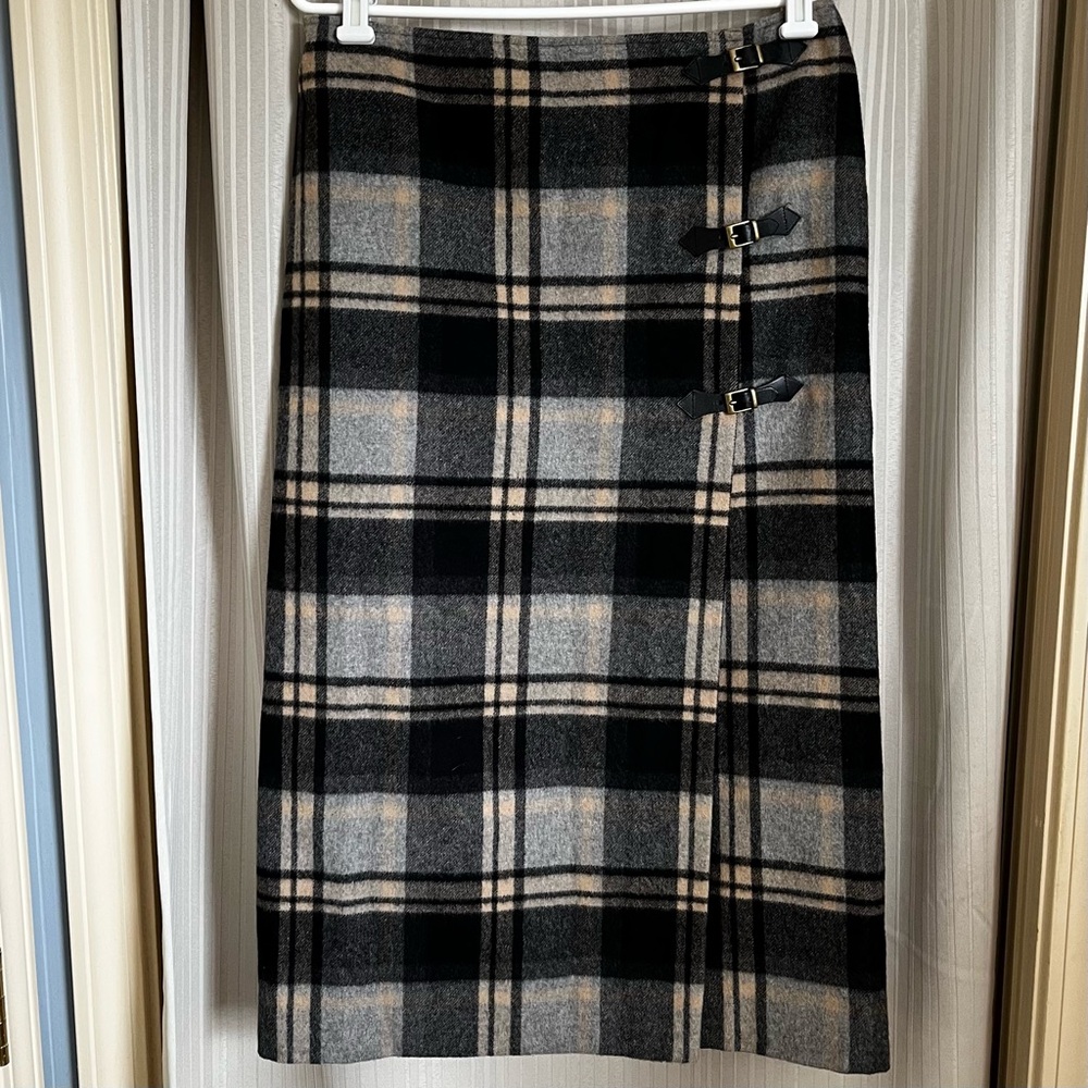 Jones Wear Plaid Wrap Skirt
